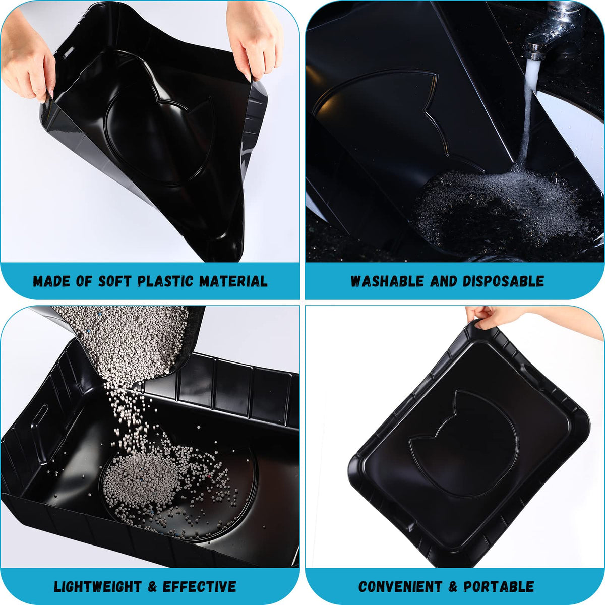 50 Pieces Disposable Litter Box for Cats Large Black D5305
