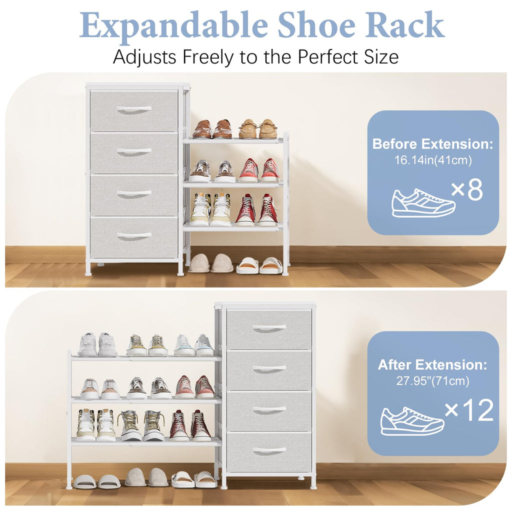 White 4 Drawer Fabric Dresser G84003