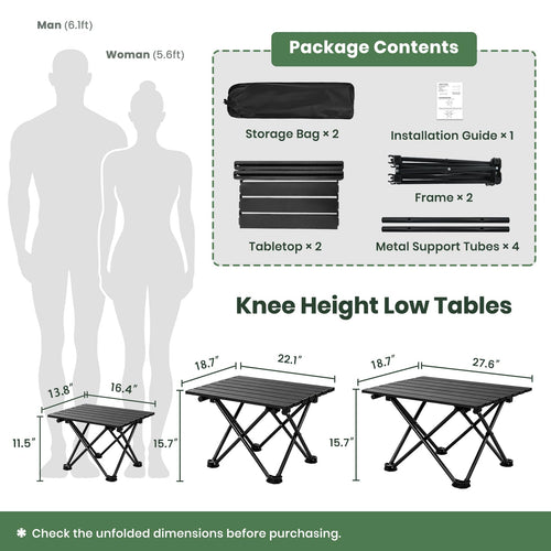2 Pack Black Foldable Camping Table N410