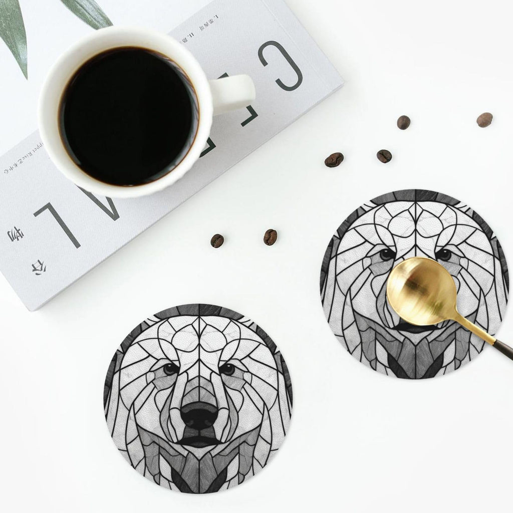 Black and White Bear Leather Coasters Set of 4 S935