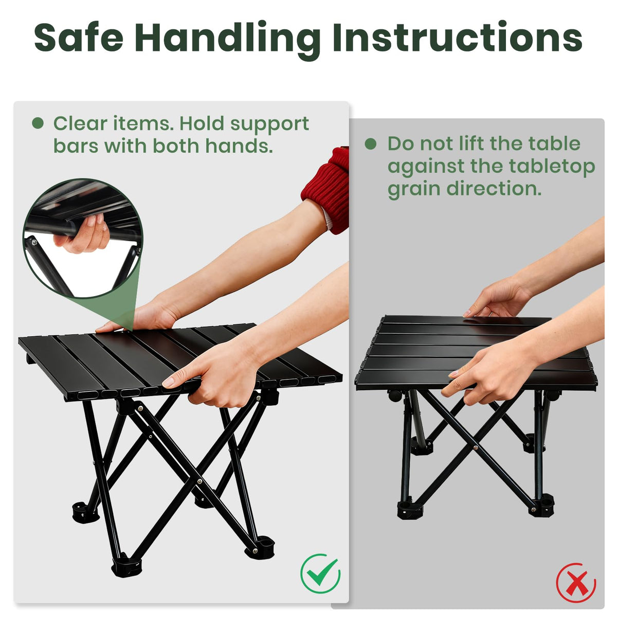 2 Pack Black Foldable Camping Table N410