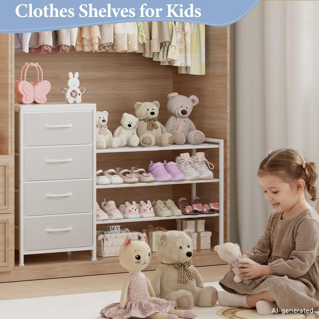 White 4 Drawer Fabric Dresser G84003