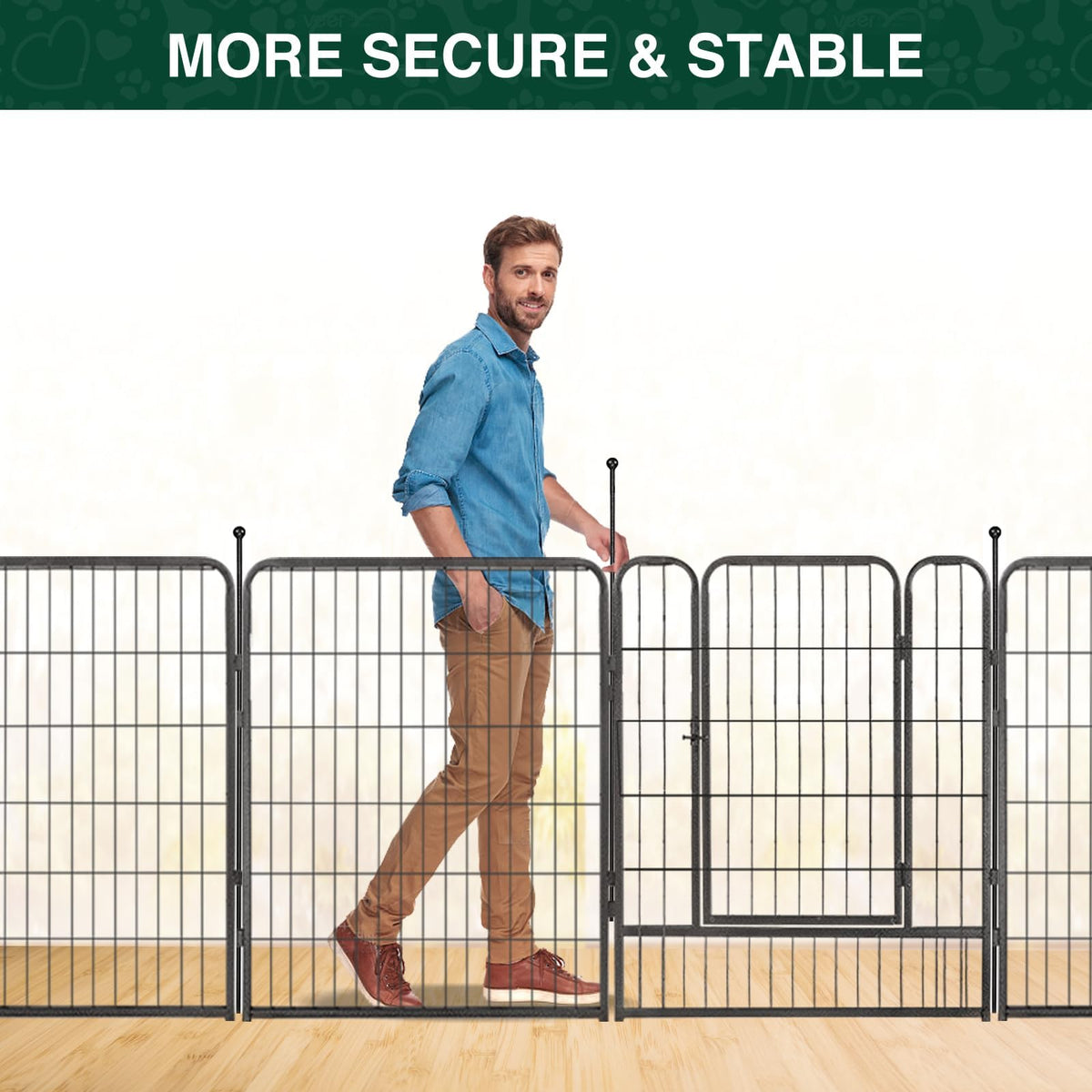 16 Panels 40" High Metal Dog Playpen with Gate X883955