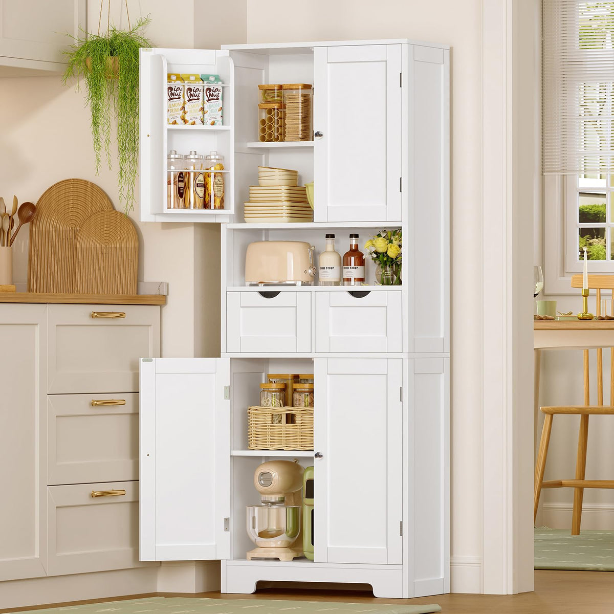 63.4"H Kitchen Pantry Cabinet with 4 Door Shelves G509