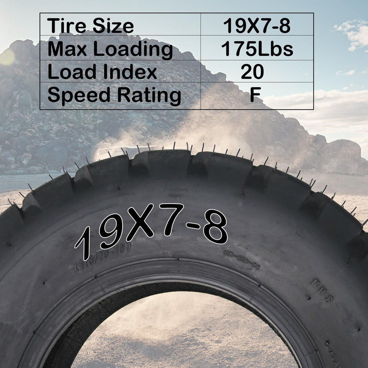 Set of 2 Off-Road 19x7-8 ATV/UTV Tires C505961
