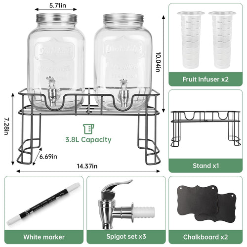 1 Gallon Glass Beverage Dispenser Jars U944296
