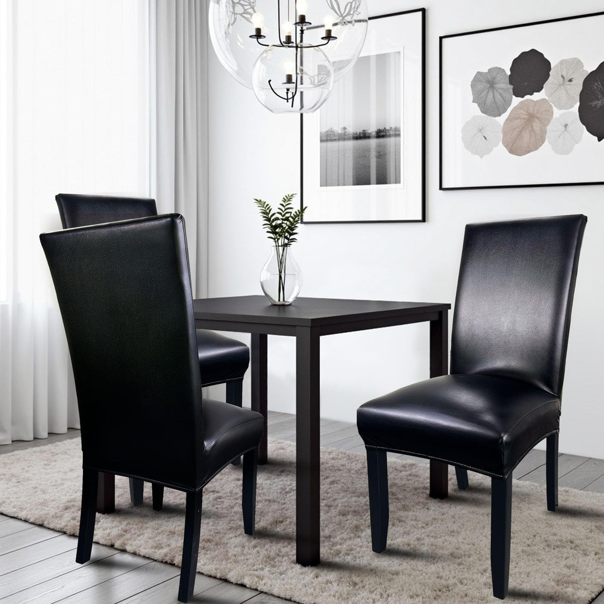 Pu Leather Dining Chair Covers Set of 6 Black B443291