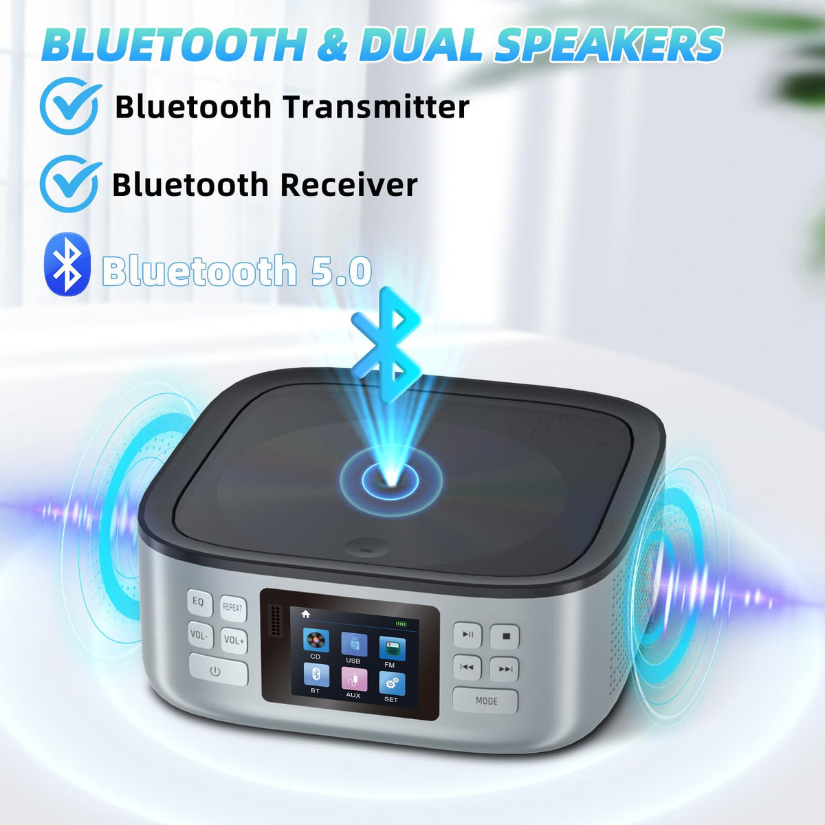 Portable CD Player with Bluetooth and LCD Screen D601384