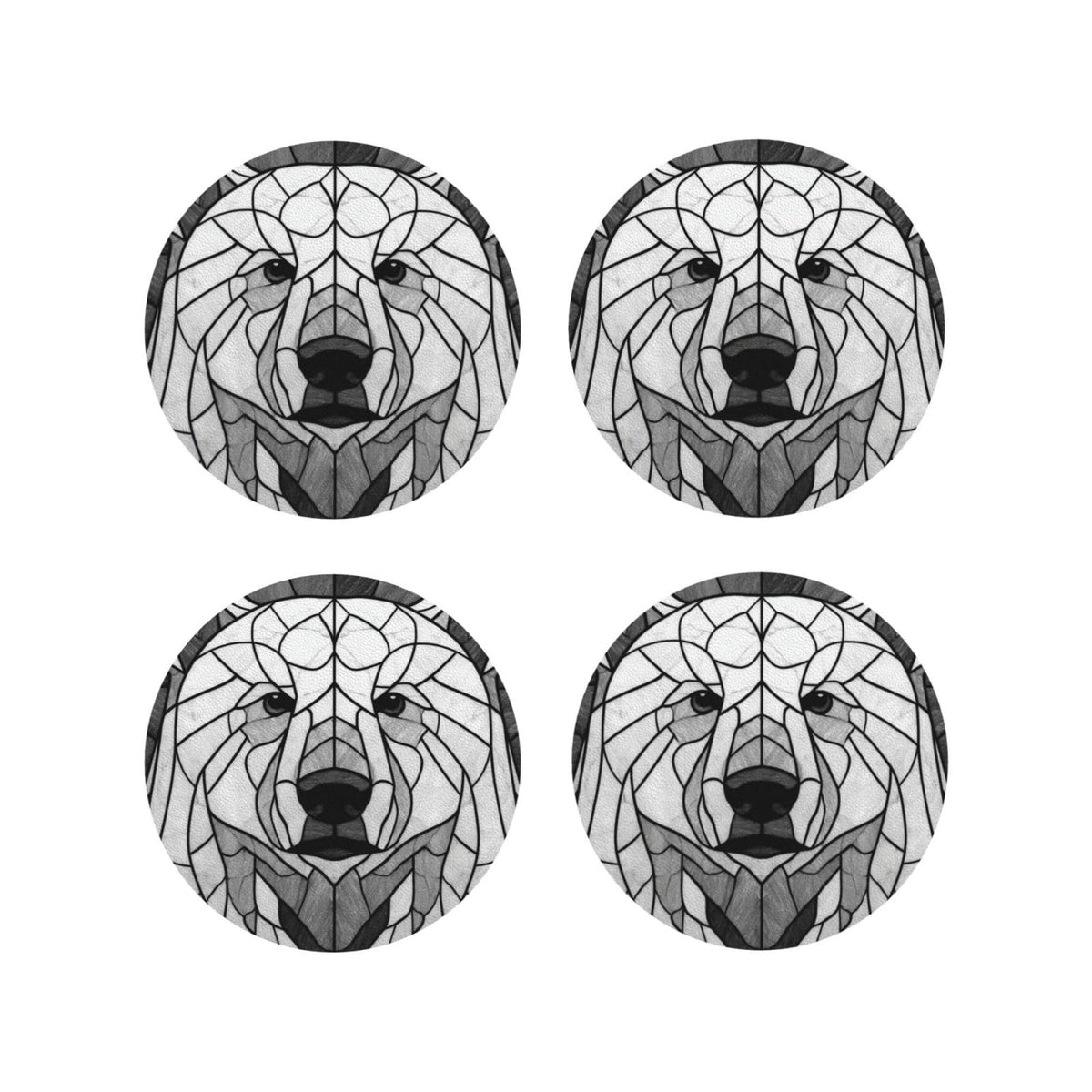 Black and White Bear Leather Coasters Set of 4 S935