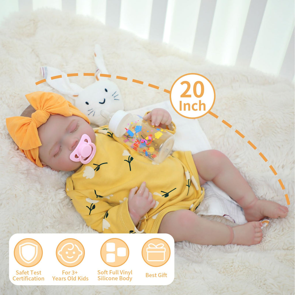 20 Inch Realistic Sleeping Newborn Baby Doll Full Vinyl Body C500