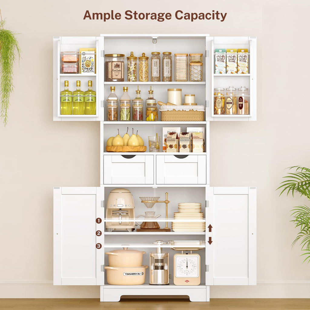 63.4"H Kitchen Pantry Cabinet with 4 Door Shelves G509