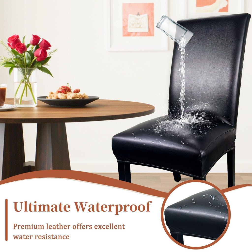 Pu Leather Dining Chair Covers Set of 6 Black B443291