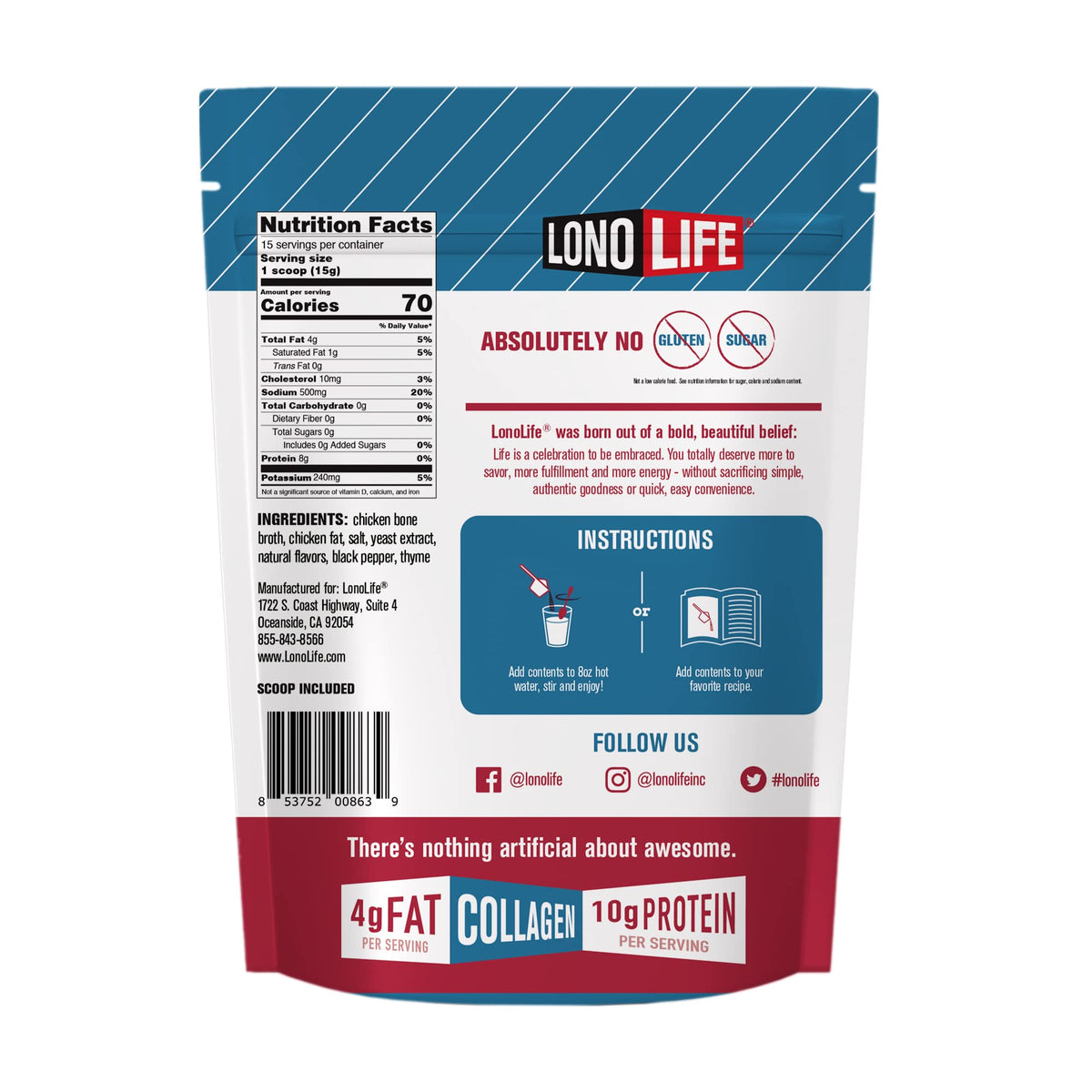 Chicken Bone Broth Powder Mix 8oz S860623