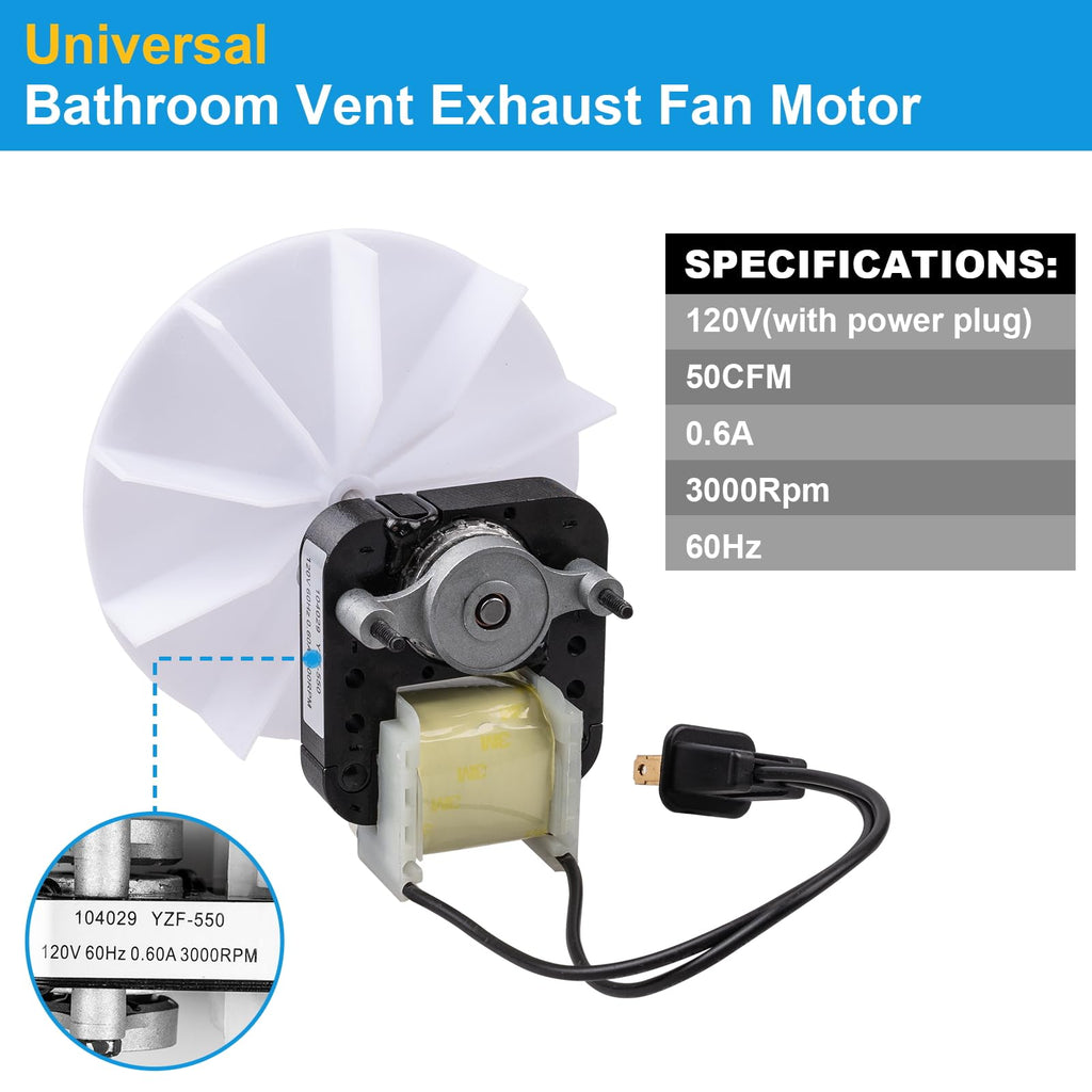 120V 50CFM Bathroom Exhaust Fan Motor with Blower Wheel X545