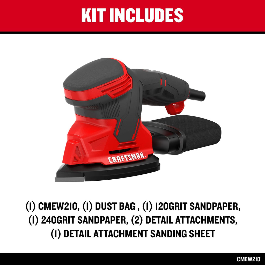 Corded Detail Sander with 2 Attachments and Dust Bag L165