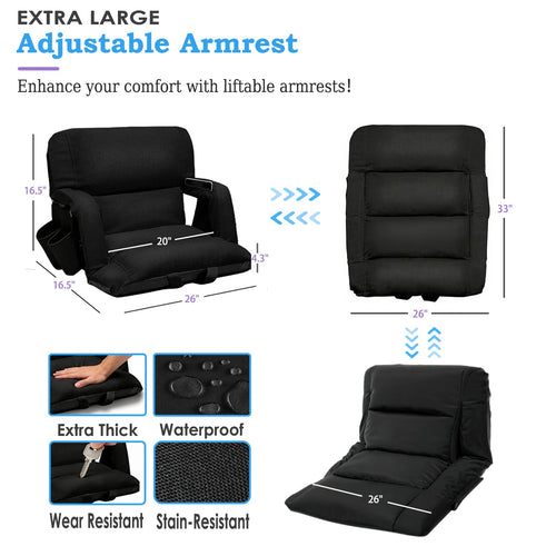 2 Pack Bleacher Seat with Back Support and Armrest Q16658