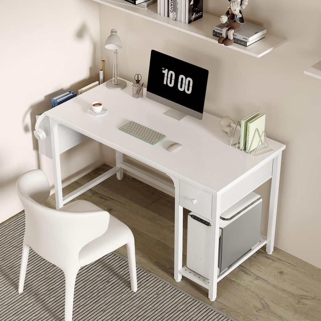 White Computer Desk with Drawers 47 Inch B829