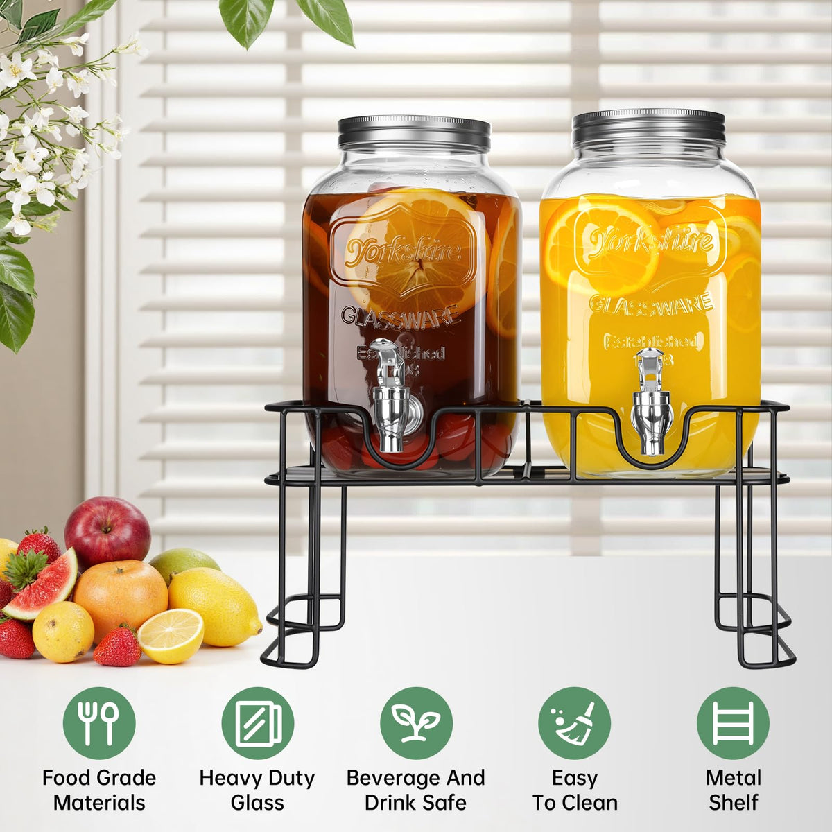1 Gallon Glass Beverage Dispenser Jars U944296