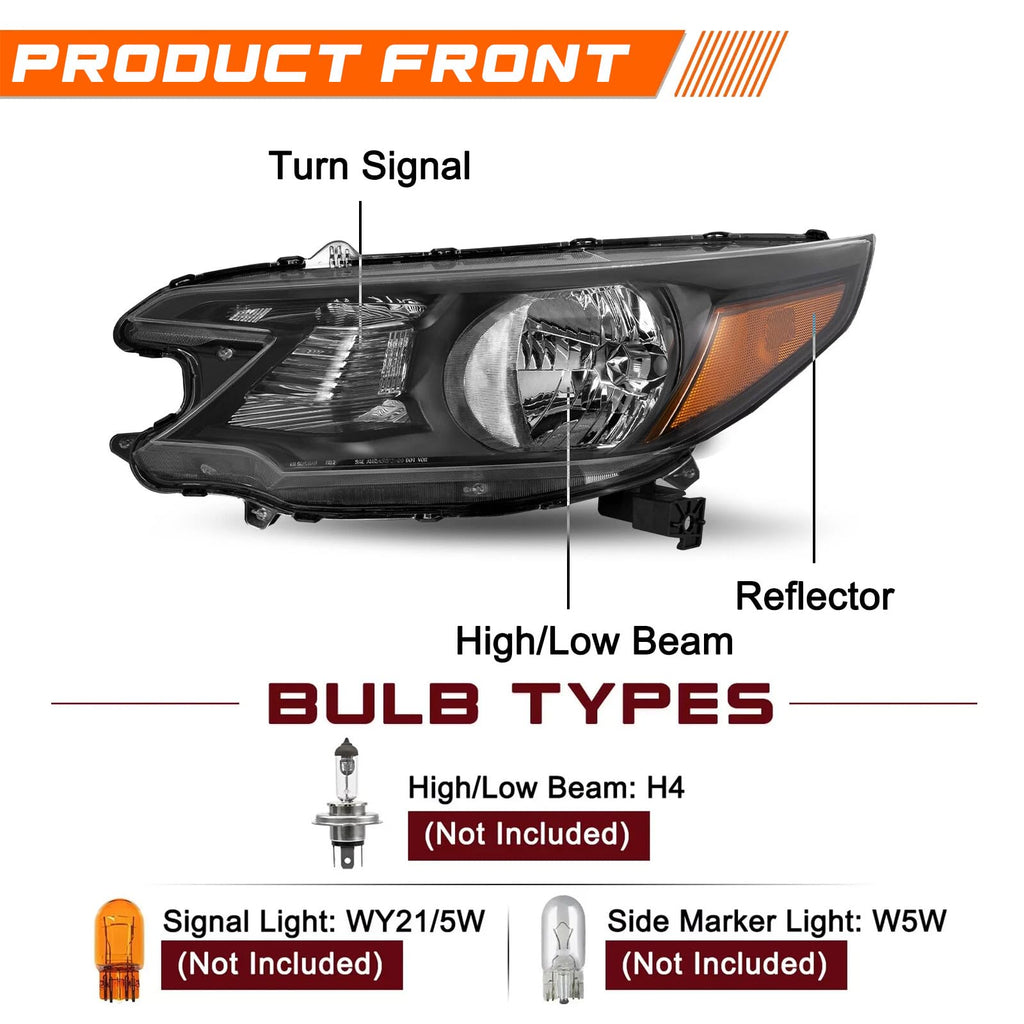 Black Halogen Headlight Assembly W40300