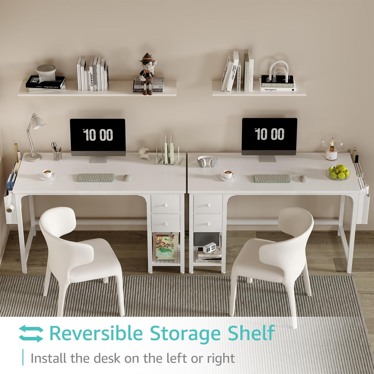 White Computer Desk with Drawers 47 Inch B829