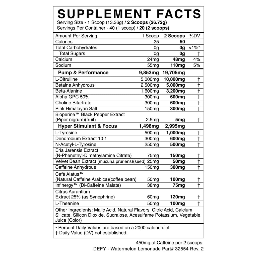 High-Stimulant Pre-Workout Powder Watermelon Lemonade 40 Servings Q372