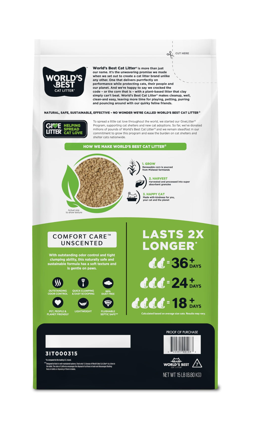 Unscented Odor Control 15 lb Cat Litter T87930
