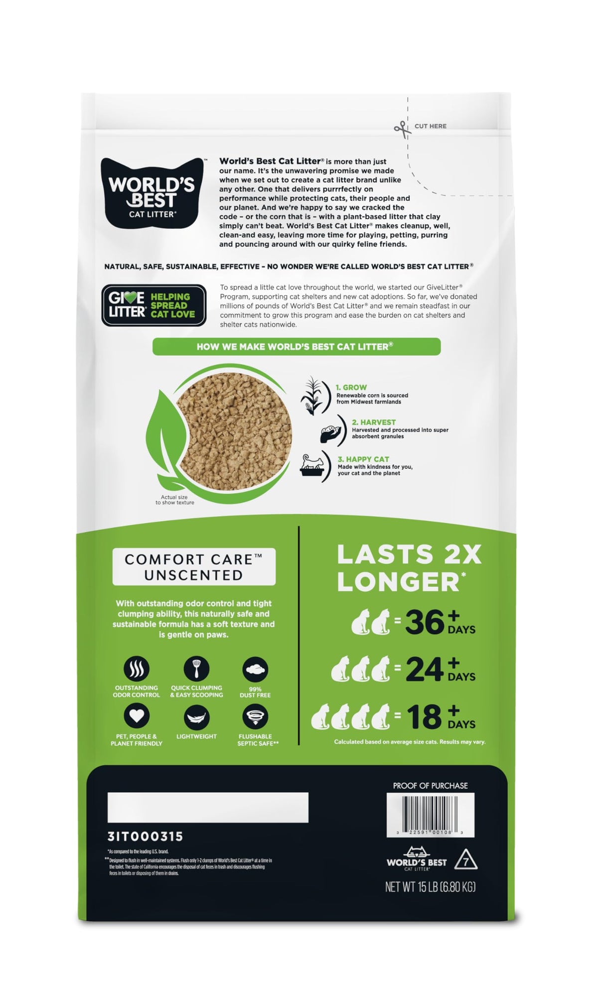 Unscented Odor Control 15 lb Cat Litter T87930