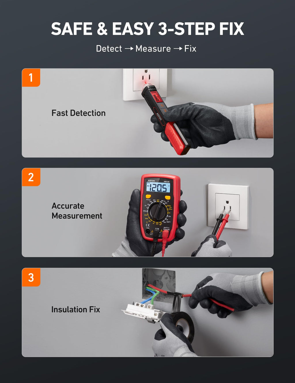Electrical Test Kit with Digital Multimeter and Voltage Tester U629