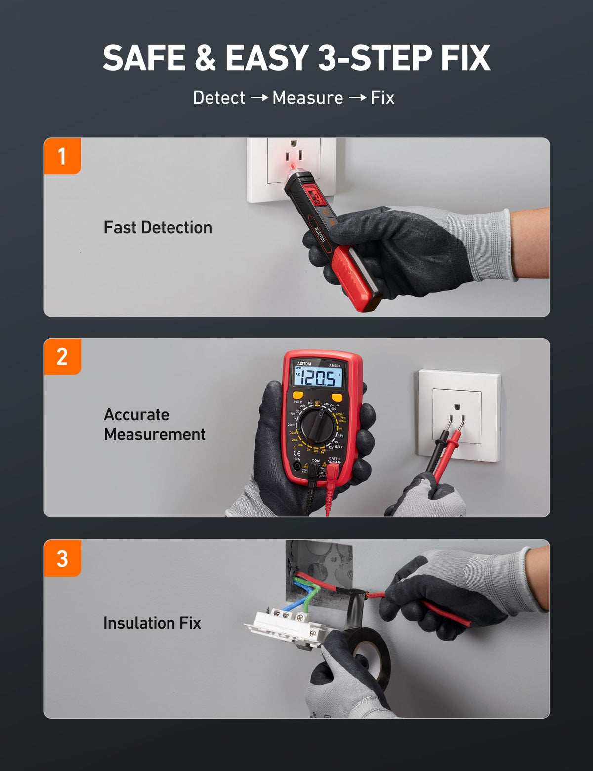 Electrical Test Kit with Digital Multimeter and Voltage Tester U629