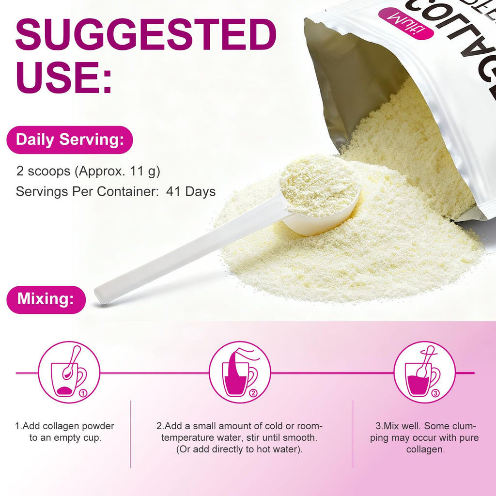 Multi Collagen Peptides Powder Type I II III V X 16oz V79290