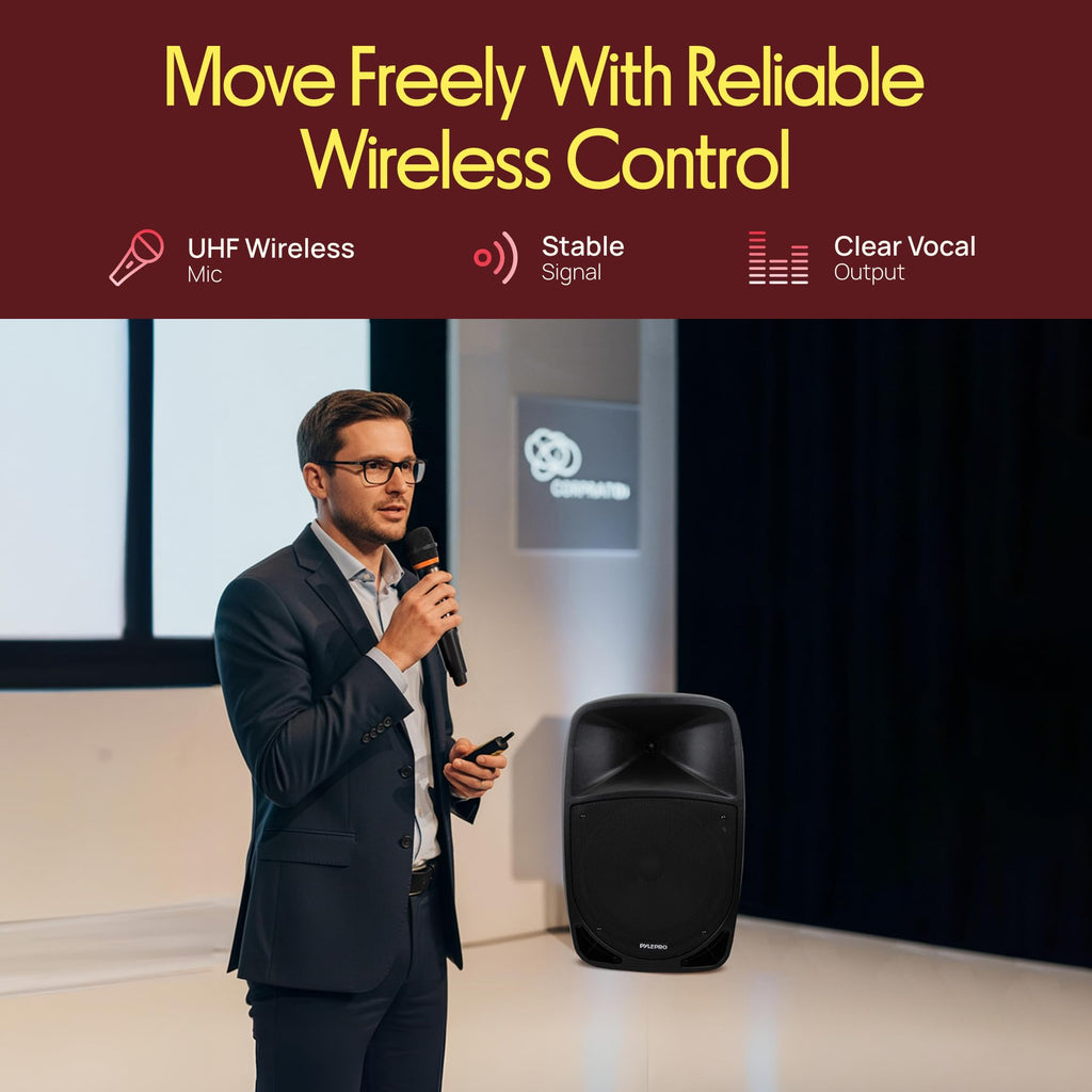 1200W Portable Bluetooth PA Speaker with Subwoofer and Wireless Microphone T41847