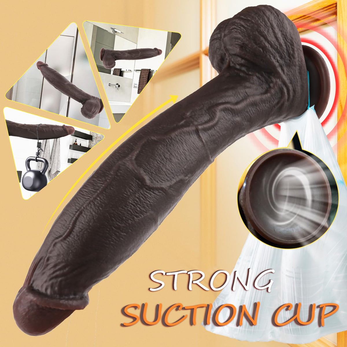 11.6 Inch Black Silicone Dildo H668