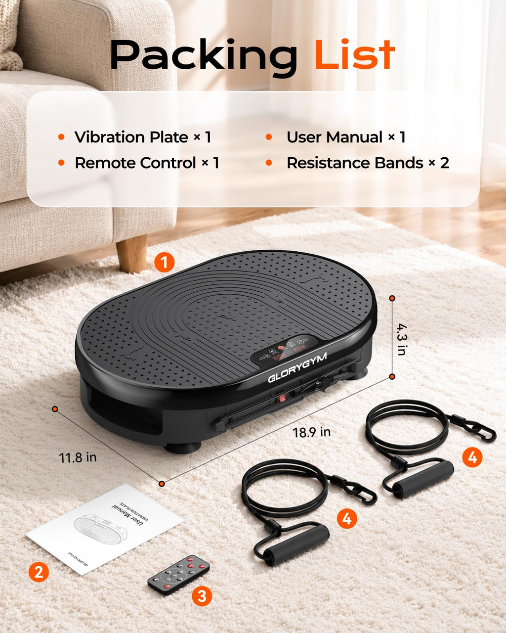 Vibration Plate Exercise Machine with Resistance Bands O534
