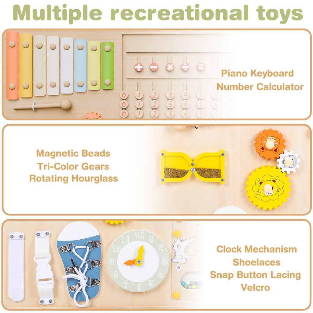 Foldable Wooden Baby Playpen with Toy Set R11493
