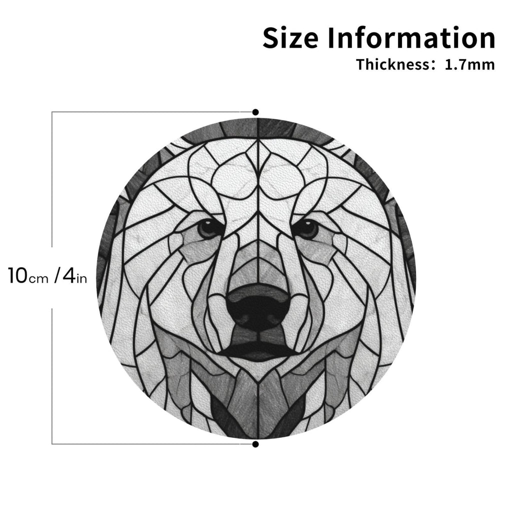 Black and White Bear Leather Coasters Set of 4 S935