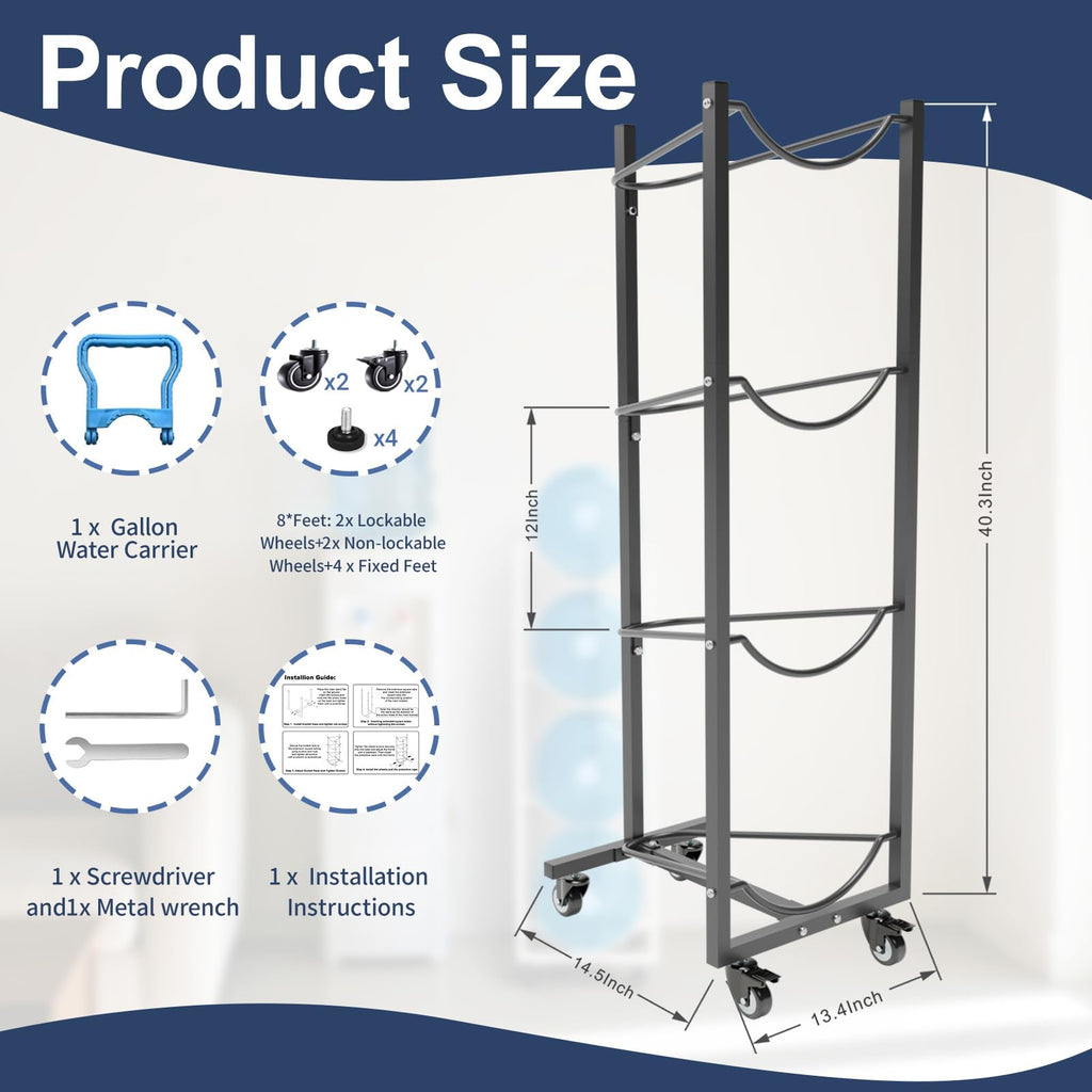 5 Gallon Water Jug Holder with 4 Wheels W225
