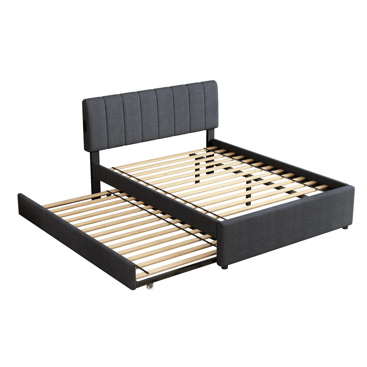 Full Size Upholstered Platform Bed with Trundle R443189