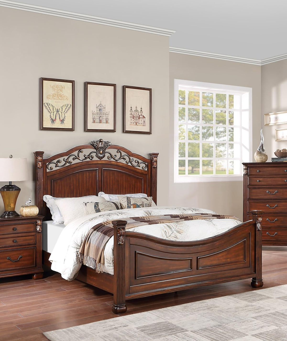 California King Size Bed with Headboard and Footboard J337