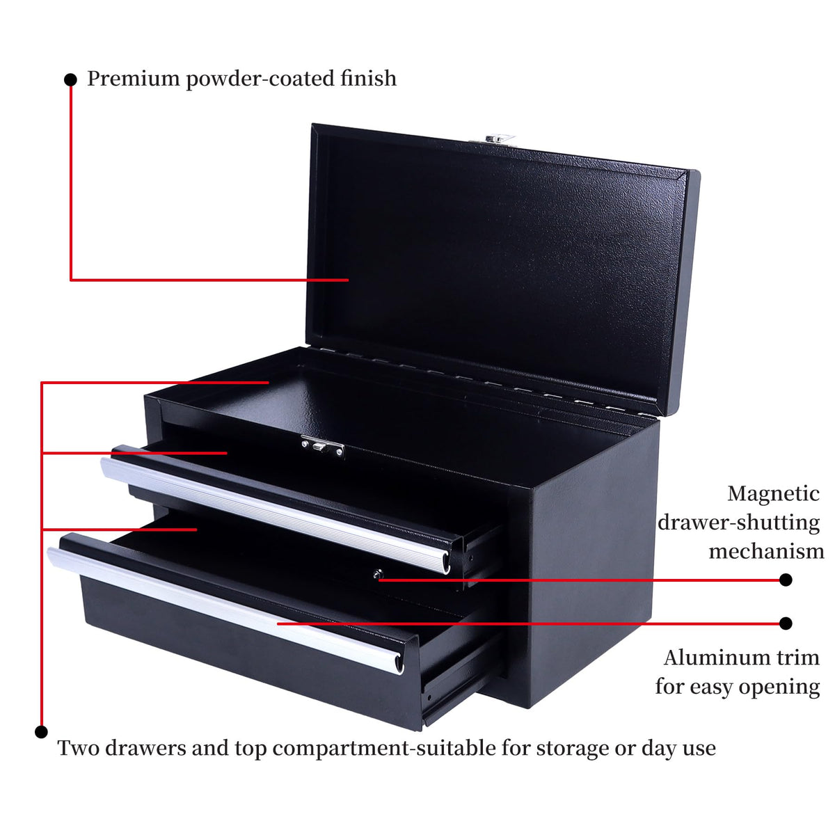 Black Mini Metal Tool Box with Drawers H1253
