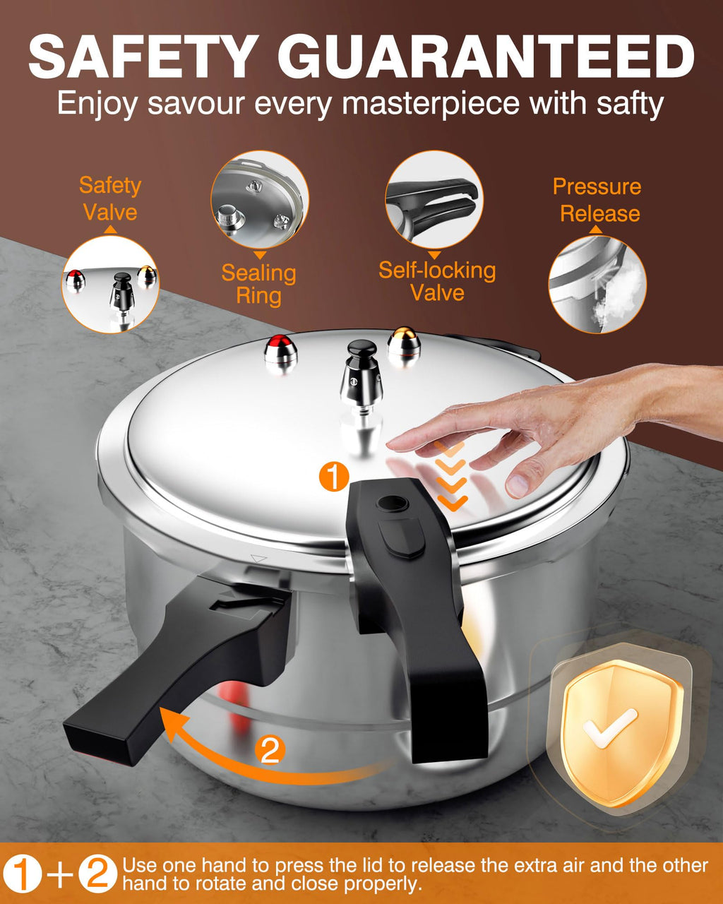 4QT Aluminum Pressure Cooker with Rack L122896