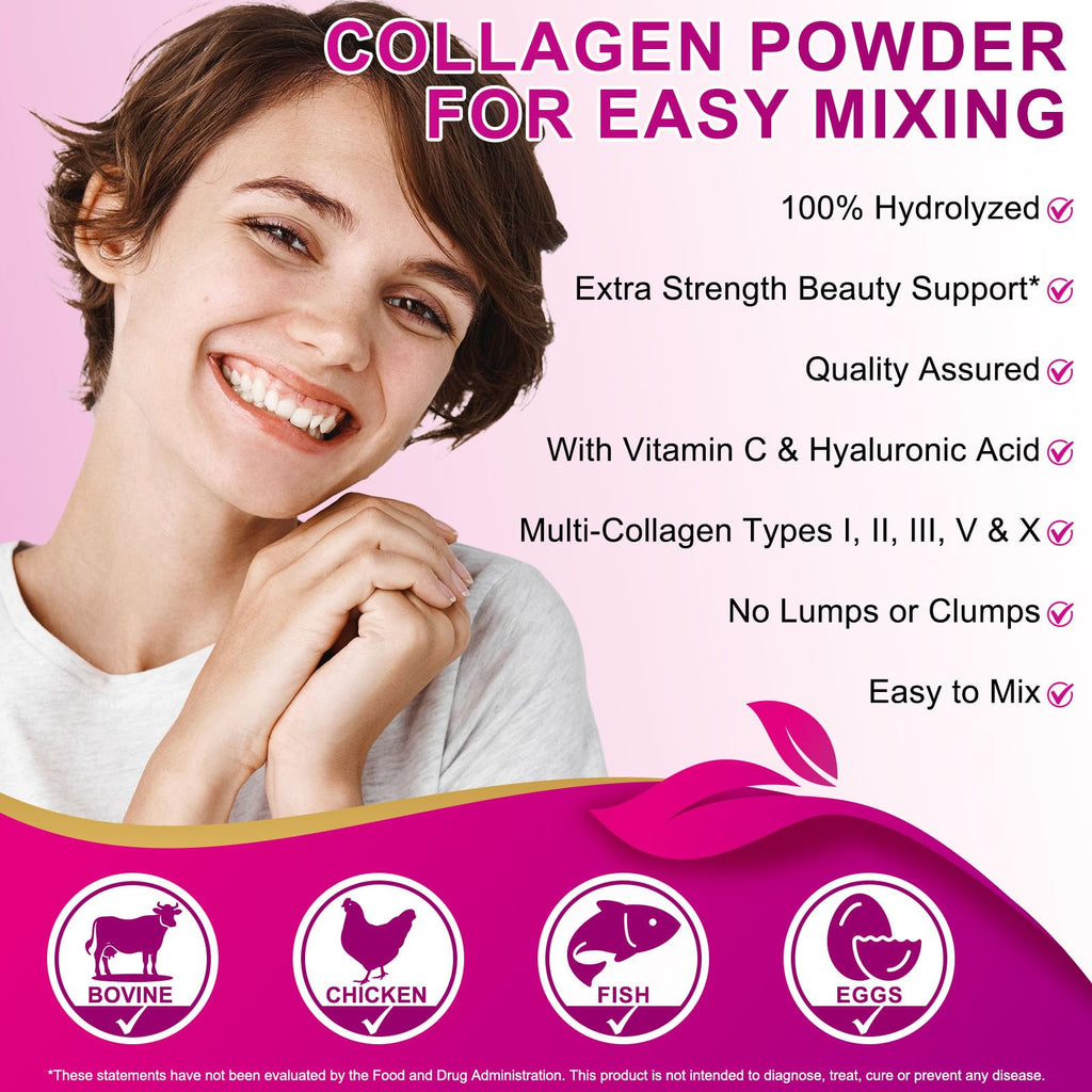 Multi Collagen Peptides Powder Type I II III V X 16oz V79290