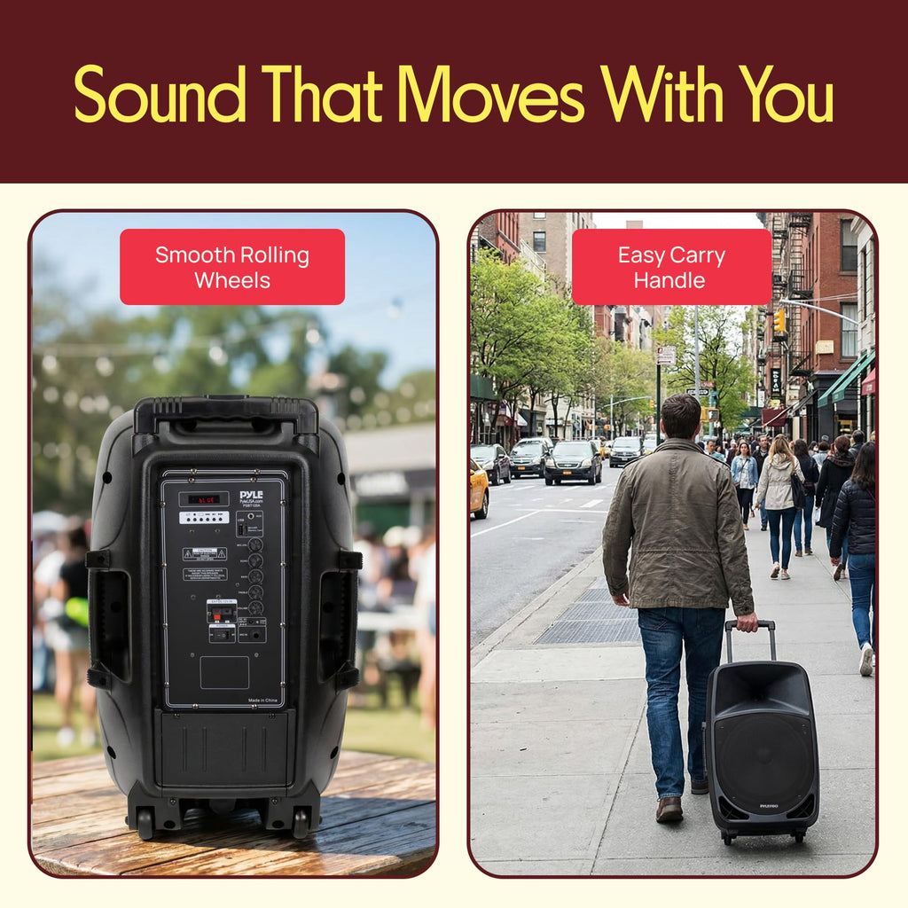 1200W Portable Bluetooth PA Speaker with Subwoofer and Wireless Microphone T41847