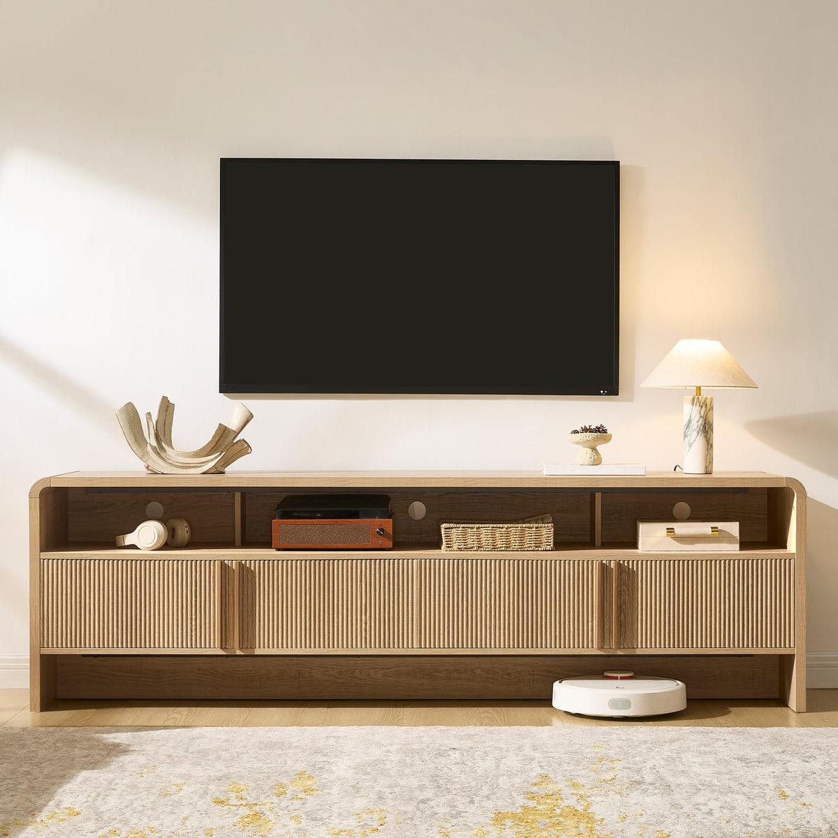 70" Fluted TV Stand with 2 Storage Cabinets Q499924