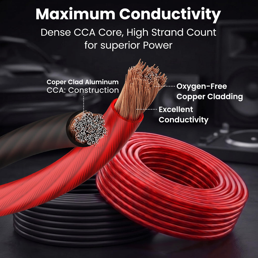 0 Gauge Wire Kit, Black/Red 25FT Crimp Kit O591