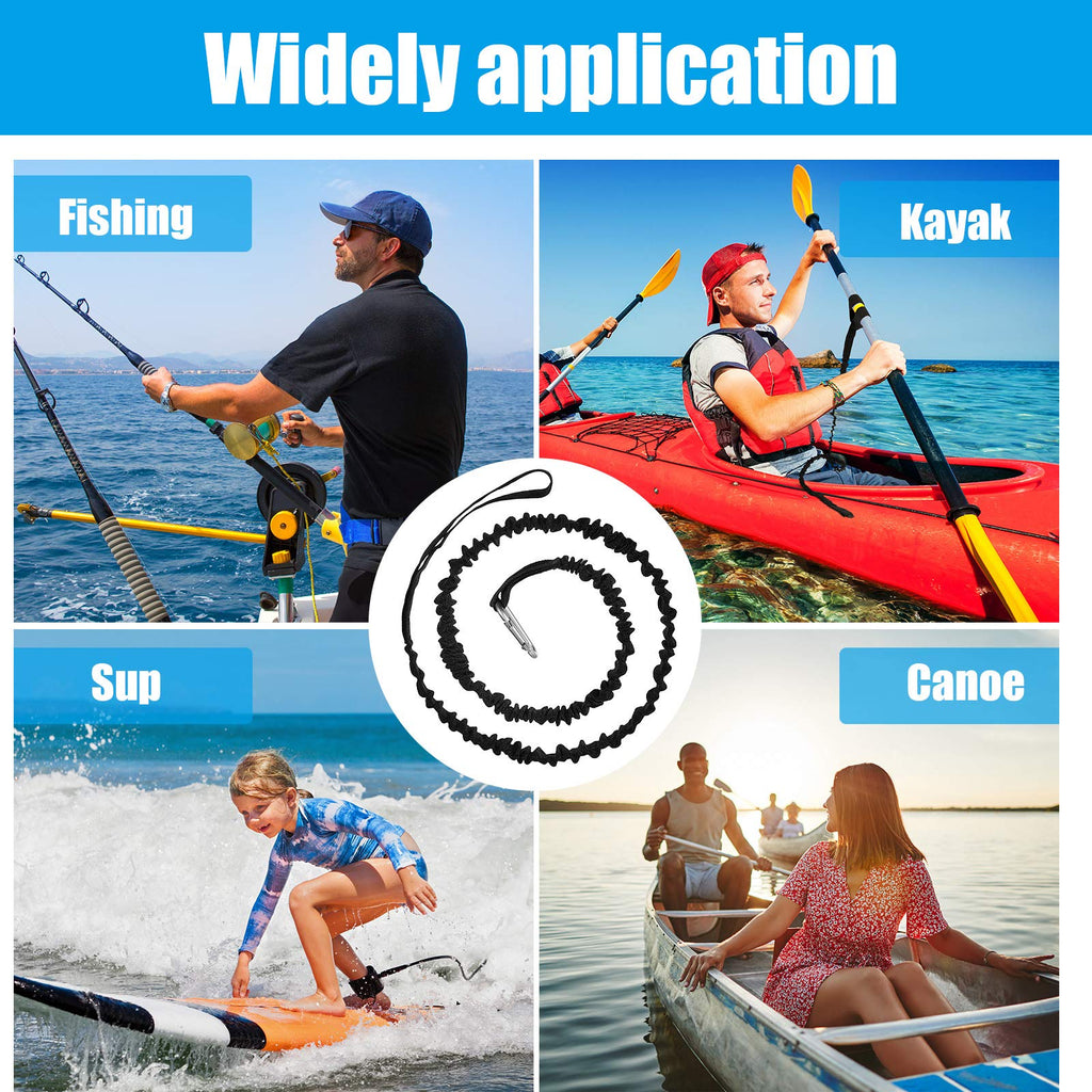 4 Pcs Stretchable Coiled Kayak Paddle Leash X383761