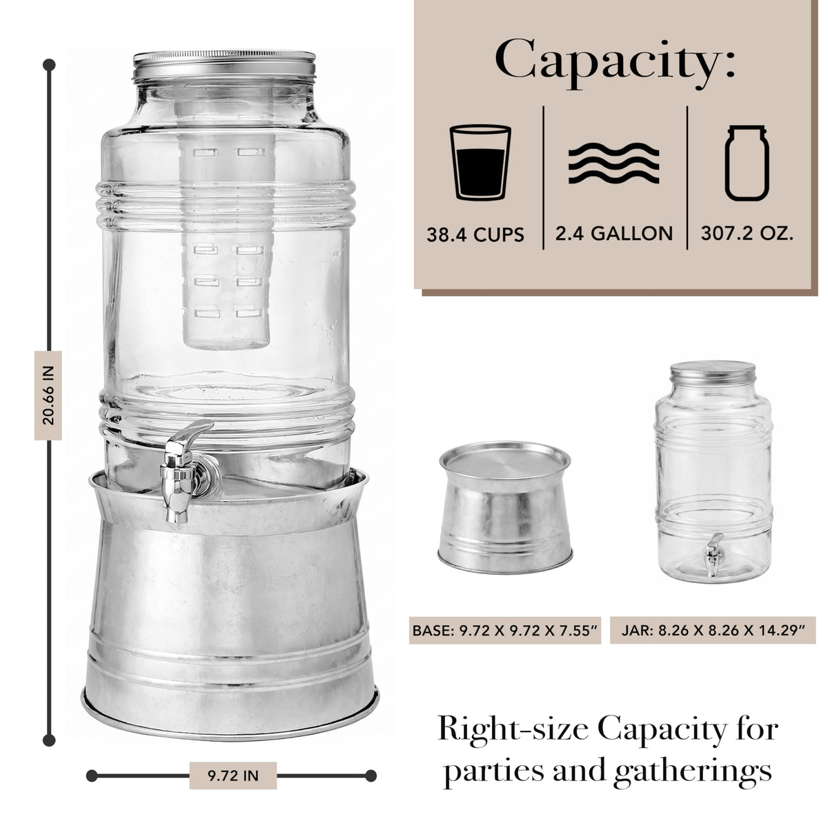 Glass Beverage Dispenser with Metal Stand Z9194