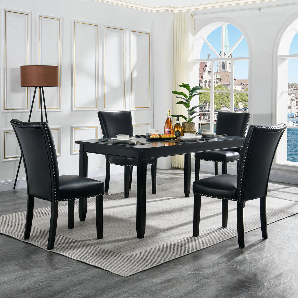Black Leather Dining Chairs Set of 2 R173868
