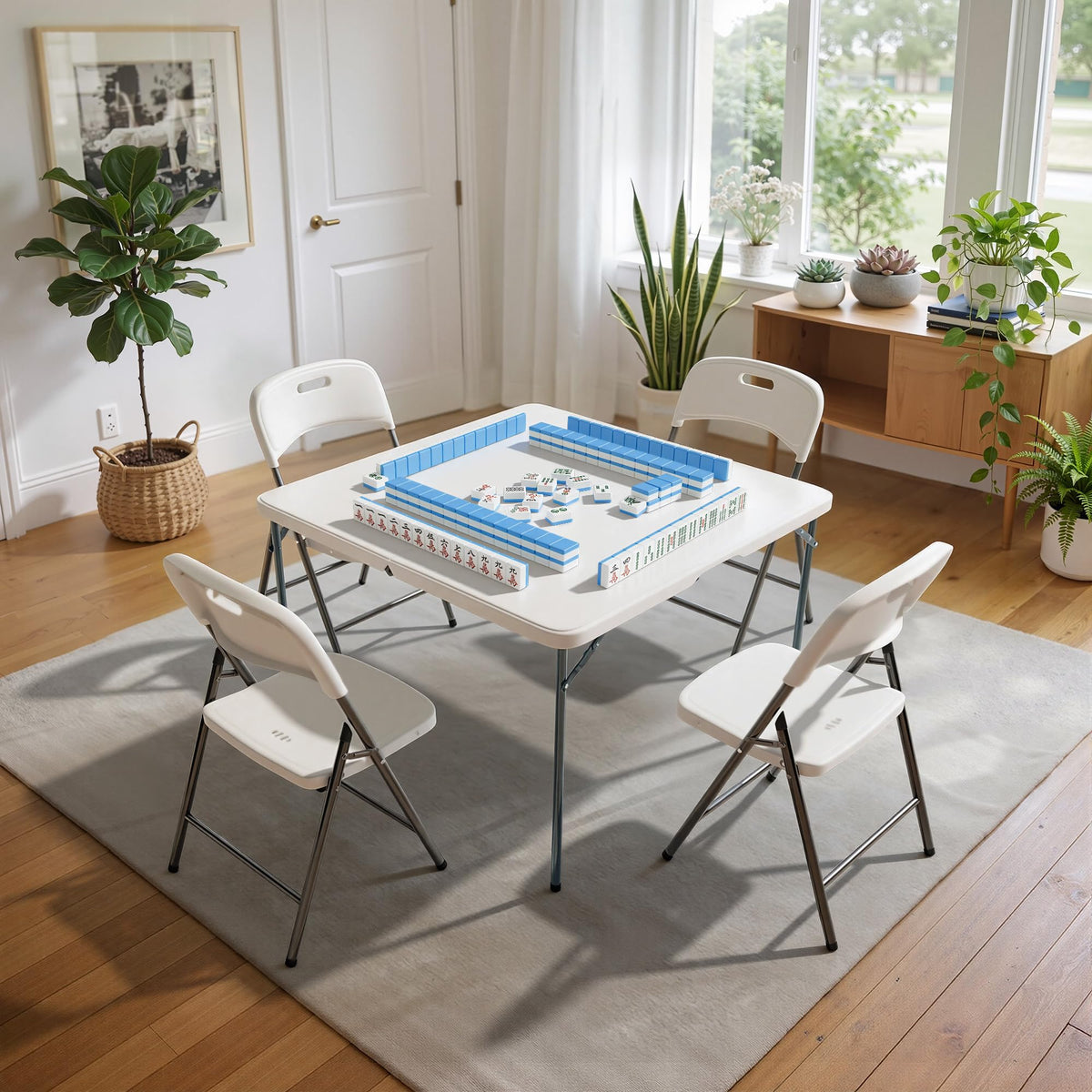 3 ft Square Folding Card Table with Carrying Handle P678448
