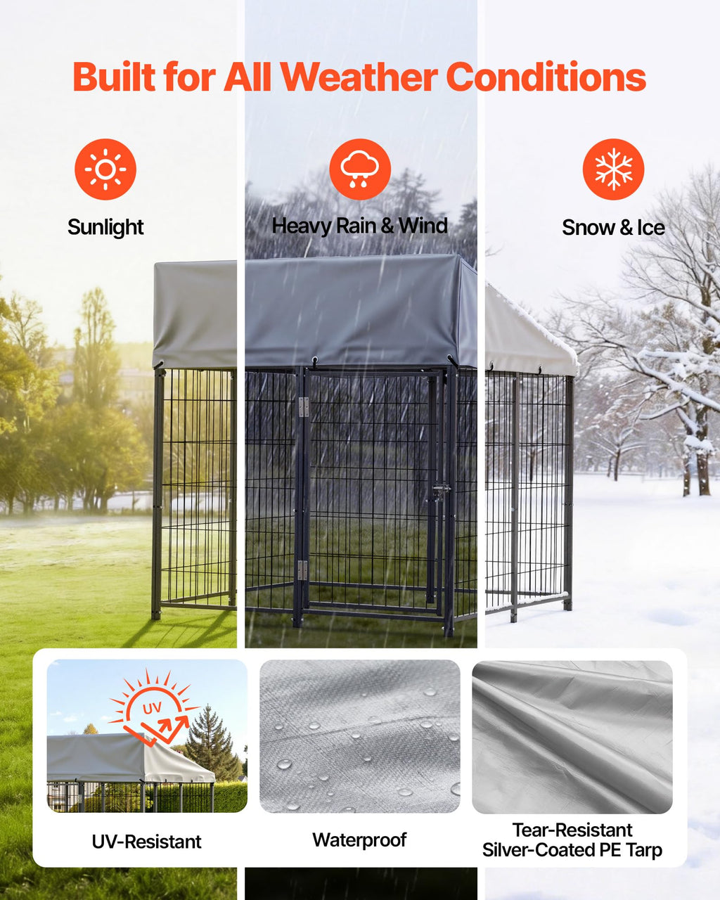 Outdoor Dog Kennel with UV-Resistant & Waterproof Roof Cover S735296