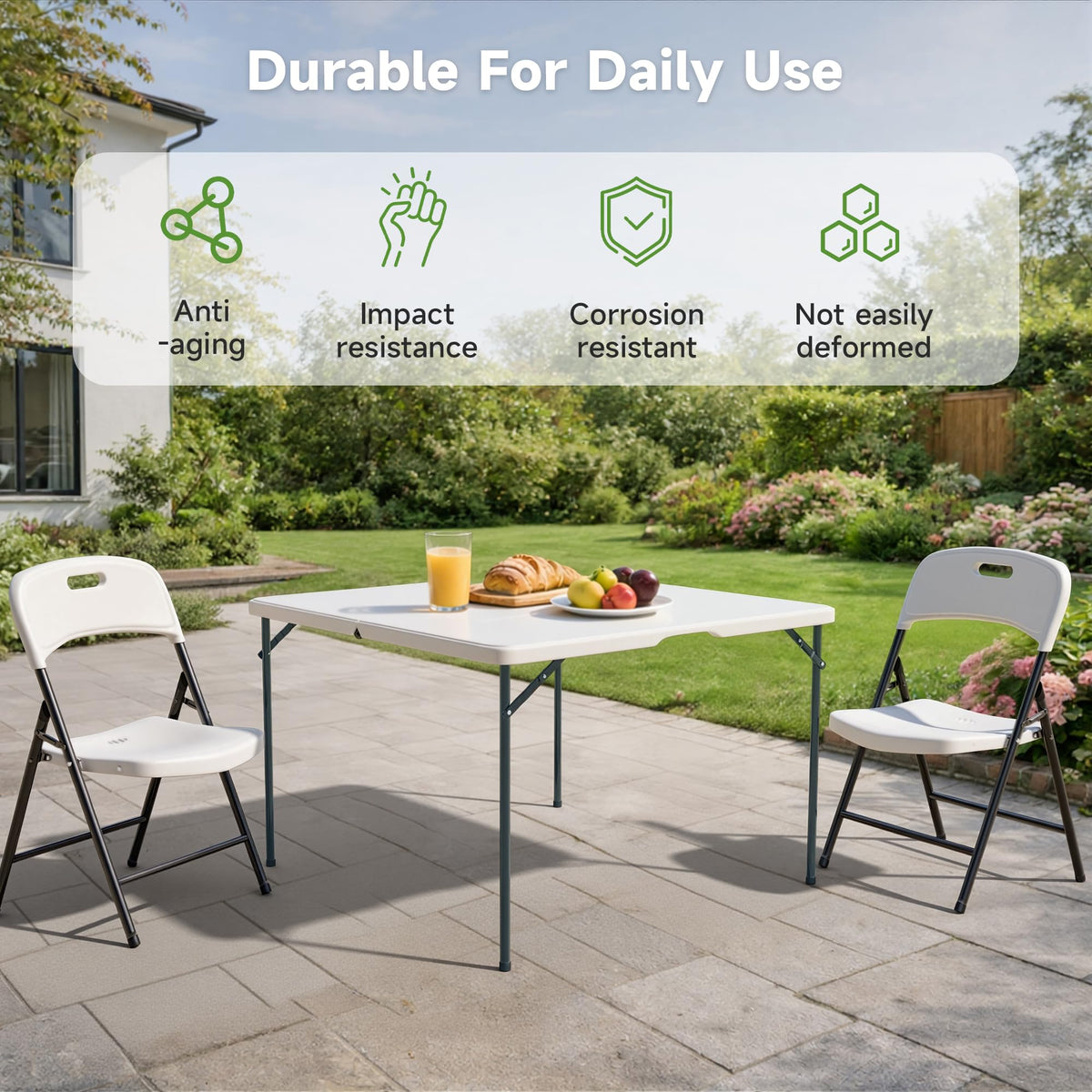 3 ft Square Folding Card Table with Carrying Handle P678448